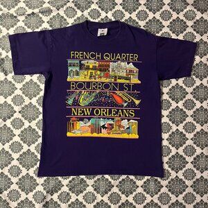 Vintage 90s French Quarter Bourbon Street New Orleans Single Stitch Tee Sz M